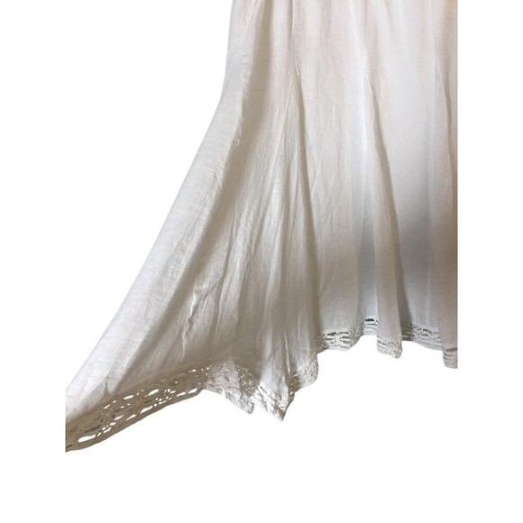 Russ Berens Skirt Women's Size Medium White 100% Linen Stretch Waist Lace Trim - Picture 4 of 7